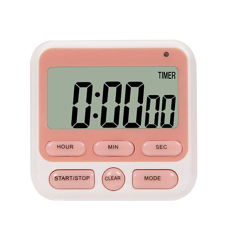 Digital Screen Kitchen Timer Large Display Square Cooking Count Up Countdown Alarm Clock Sleep Stopwatch Clock Kitchen Accessory: Pink