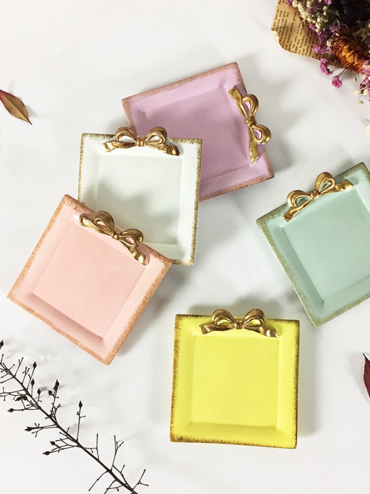 1PCS Strik Hars vierkante Platen Decoratie Ambachten Snack candy cake opbergvak Ringen Sieraden schotel Snack schotel voor bruiloft