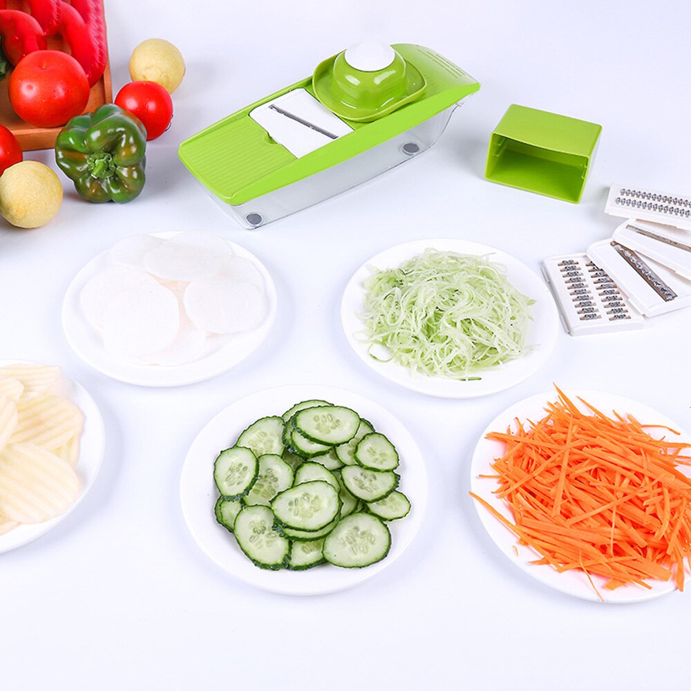 5 in 1 Multifunctional Mandolin Vegetable Food Slicer Julienne and Container - Peel Cut Slice Vegetable Cutter Kitchen Tools