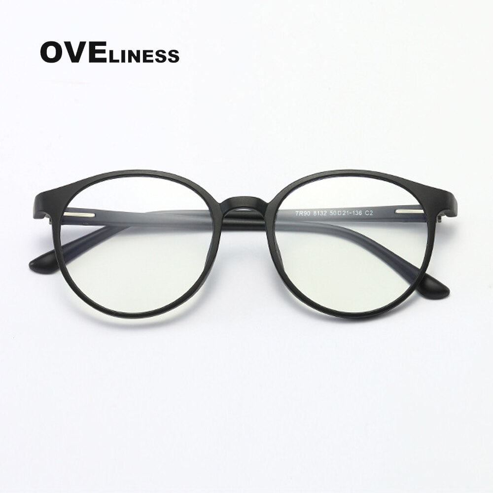 Round anti blue light glasses man women transparent gaming computer eyeglasses frame bluelight blocking glasses Eyewear: matt black