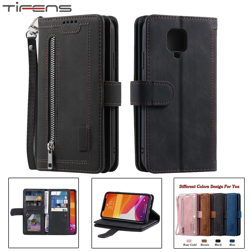 Luxe Zipper Wallet Note9S Case Voor Xiaomi Redmi Note 9S 9 Pro Max Note9pro Retro Lederen Kaartsleuven Boek telefoon Bag Cover Coque