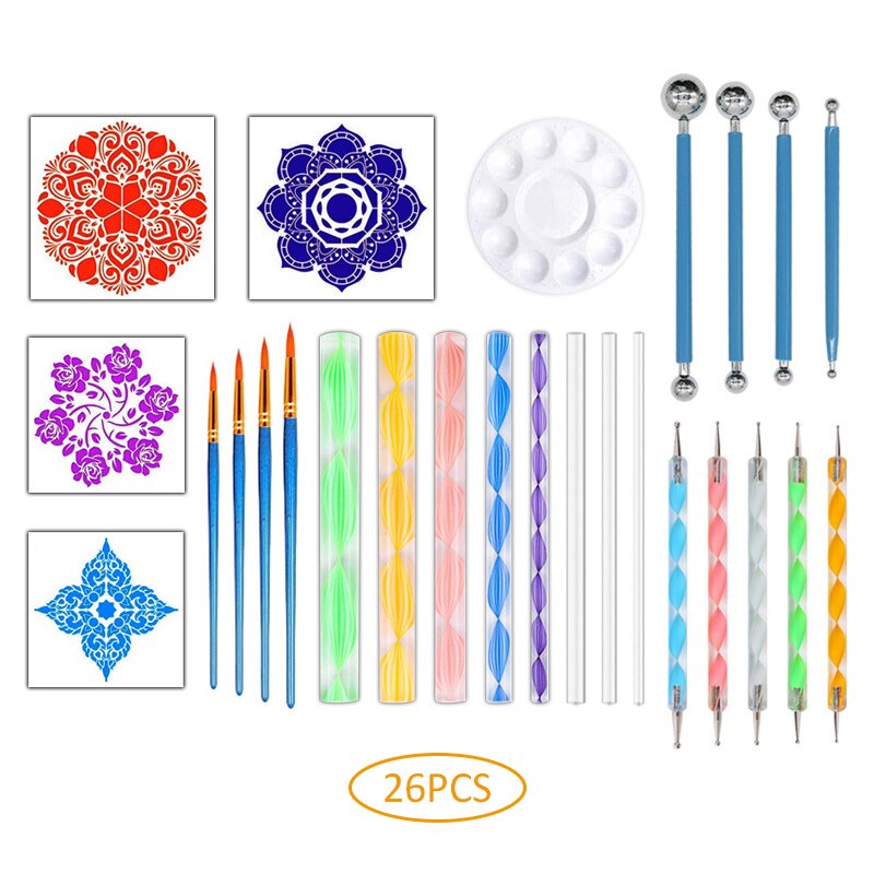 Multi Pieces Mandala Dotting Tools for Painting Rocks Acrylic Rods Double Sided Dotting Tools Mandala Stencils Art Craft Kit: 53B