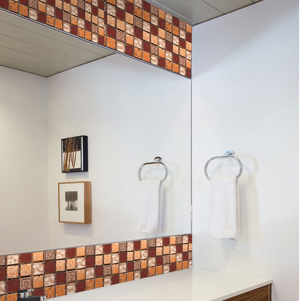 10 stk / sett diy mosaikk mønster fliser klistremerker møbler unike fliser klistremerker vanntette bad vegg gulv dekaler