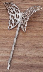 10Pcs 27X40Mm Koper Bloem Spacer Haar Sieraden Lijn Type Haarspeldjes Haarspelden Hairclips Side Clip Retro Haar dragen Accessoires: rhodium