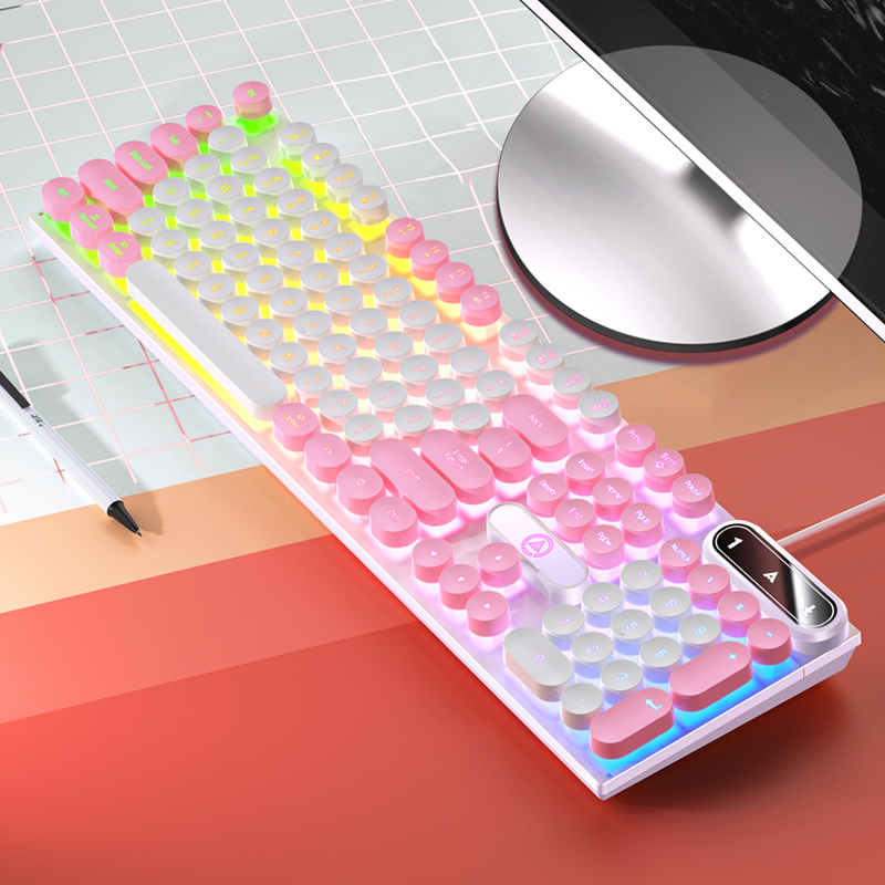 Teclado de oficina con cable USB USB, escritura silenciosa, ergonómico para computadora doméstica/negocios/de escritorio, Compatible con PC/portátil: Caqui