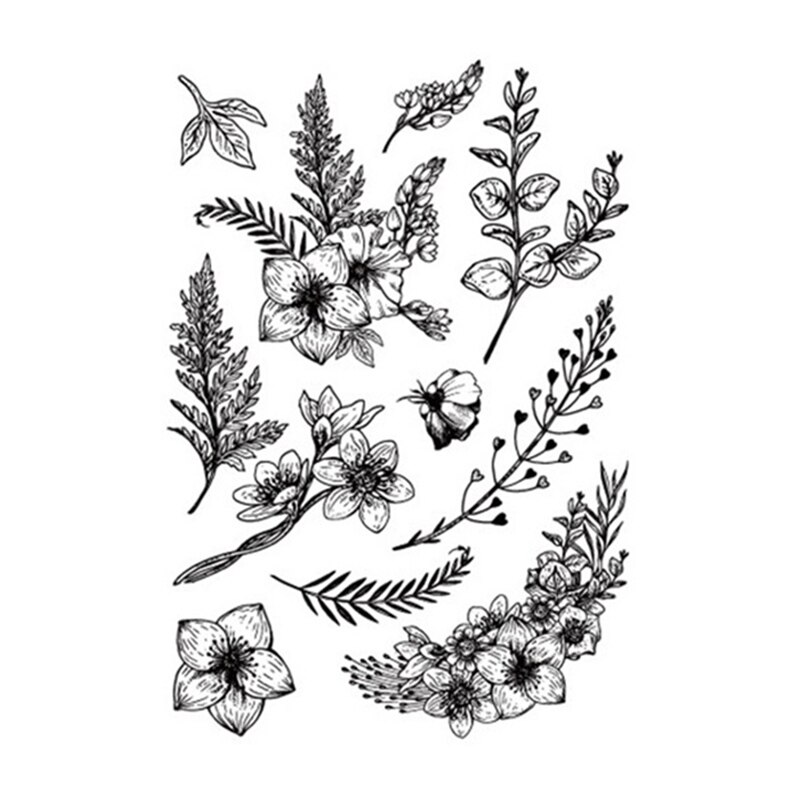 Flower Clear Stamp Leaves Rubber Stamps Transparent Silicone Seal for DIY Scrapbooking Photo Album Decorative Crafts Stamps