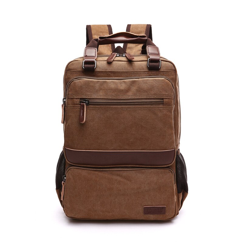 Men Laptop Backpacks Travel Backpack Multifunction Business Bag Anti Theft Canvas Male School Backpack: Dark Brown