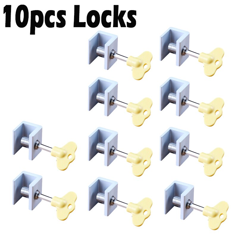 10pcs/lot Locking Steel Doors and Windows Track Restrictor Aluminum Door Safe Sliding Window Catch Children Security Sash Lock: 10pcs
