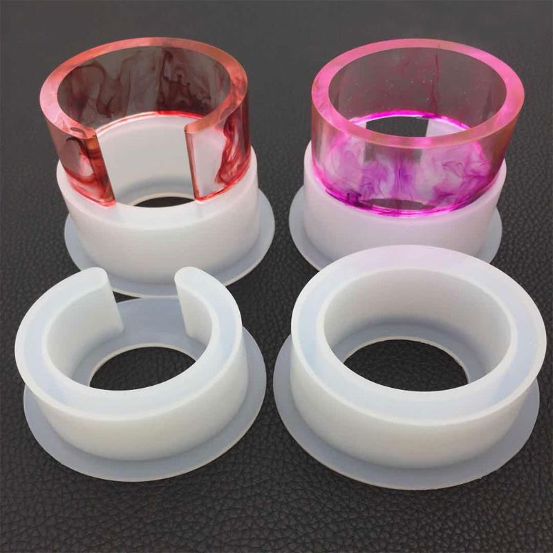 Pulsera semiabierta en forma de C, molde de silicona DIY, epoxi de cristal, pulseras ovaladas de resina, moldes para hacer artesanías de espejo de gran tamaño