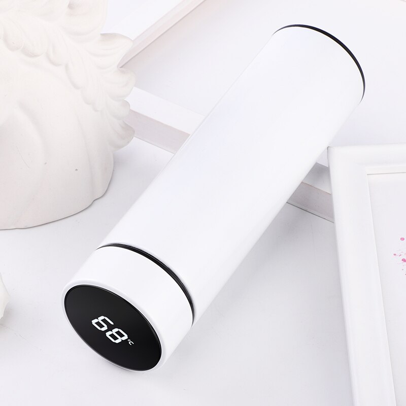 Mode Smart Mok Temperatuur Display Rvs Water Thermische Fles Met LCD Touch Screen Waterdichte Cup: T1 White