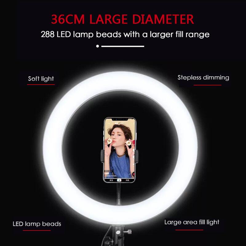 Luz de led de anel de 30cm/36cm, luz de beleza, regulável, suporte de celular, luz de preenchimento ao vivo, usb, imperdível anel de luz para preencher selfie