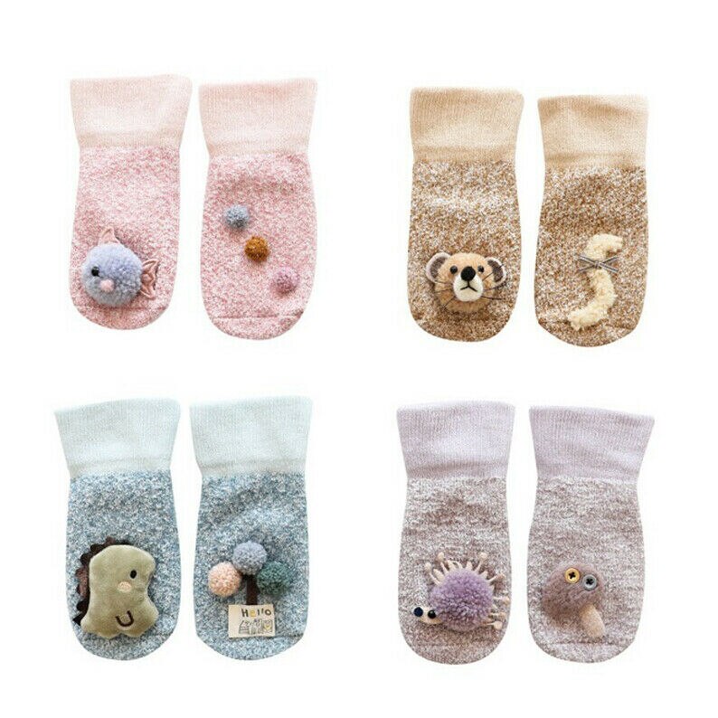 0-3Years Infant Baby Mädchen Junge Anti-slip Socken Cartoon Drucken Warme Socken Neugeborenen Slipper Schuhe Stiefel