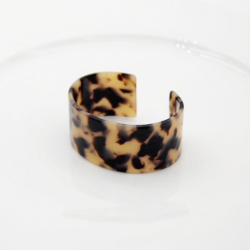 FishSheep-brazaletes y pulseras acrílicas con de leopardo Za para mujer, brazalete ancho abierto de resina de carey, joyería, bisutería: Leopard