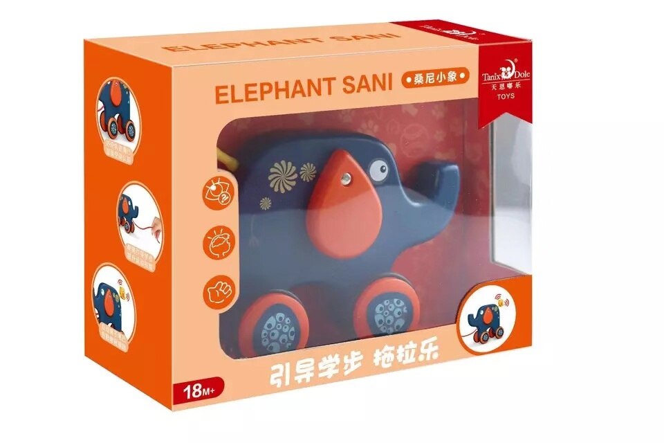 Pedagogiska barn leksaksbil-leksak 1-3 år hand-dra djurleksaker dra djur tidig utbildning lärande leksaker skepp gratis: Elefant sani