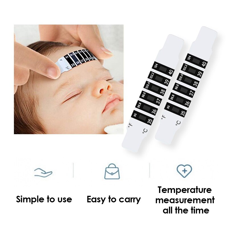 4pcs Child Forehead Temperature Measure Stickers Adult Long Strip Digital Display Discoloration Thermometer Patch Health Care