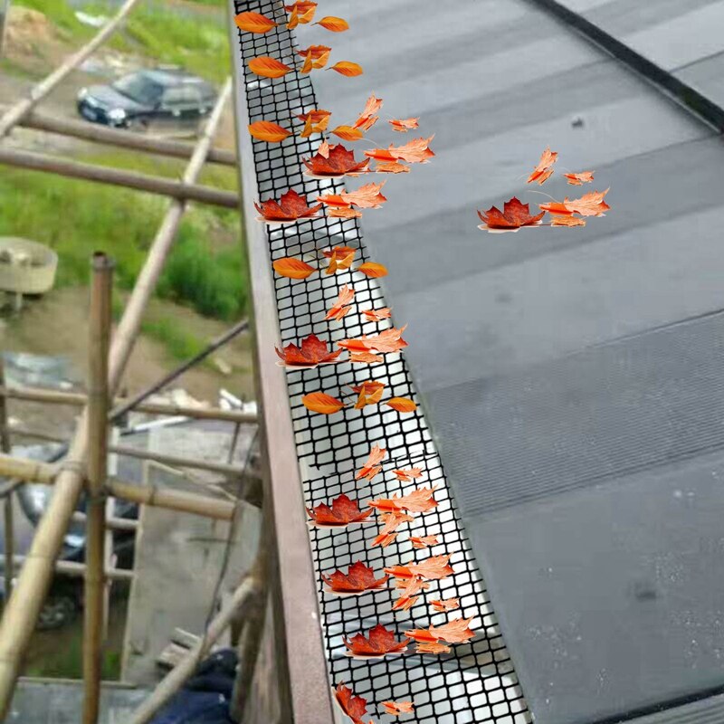 2 Pcs Gutter Guard Mesh Gutter Downspout Splash Guard Mesh Gutter Guards Roll Leaf Guard Splash Roof Panels Fixed Hooks