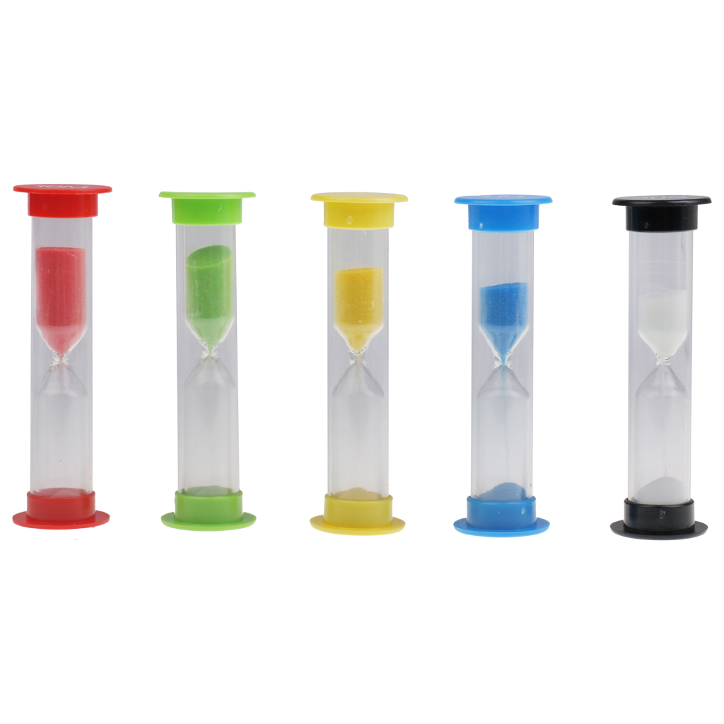 5 PCS 30 Seconds&amp;1+3+5+10 Minutes Plastic Sandglass Hourglass Timer Clock for Kitchen Bar Desk Accessory Home Decoration