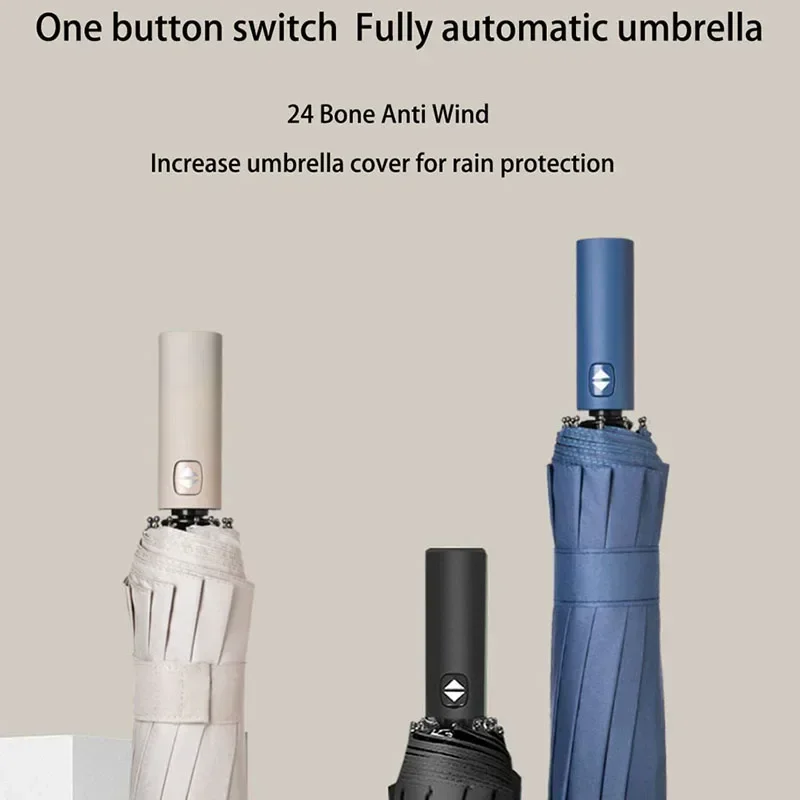 Paraguas reforzado de 24 huesos, paraguas resistente al viento resistente y duradero de negocios para hombres, paraguas protector solar anti-UV para mujeres soleadas