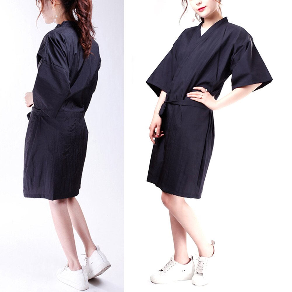 Salon Client Gown Robes Cape Hair Salon Hair Cutting Smock for Clients Kimono Style (Black): Default Title