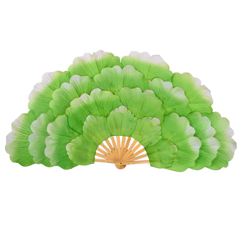 Pivoine fleur ventilateur scène performance ventilateur handfan double face grand fleur pétales ventilateur groupe danse performance accessoire: Green