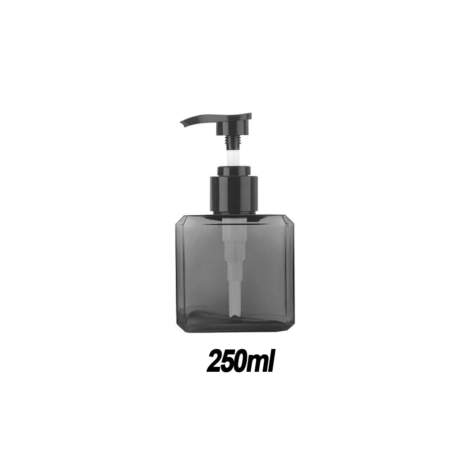 Square Plastic Refillable Soap Dispenser Shampoo Body Lotion Hand Dish Soap Pump Dispenser Bottle for Kitchen Bathroom: gray-250ml