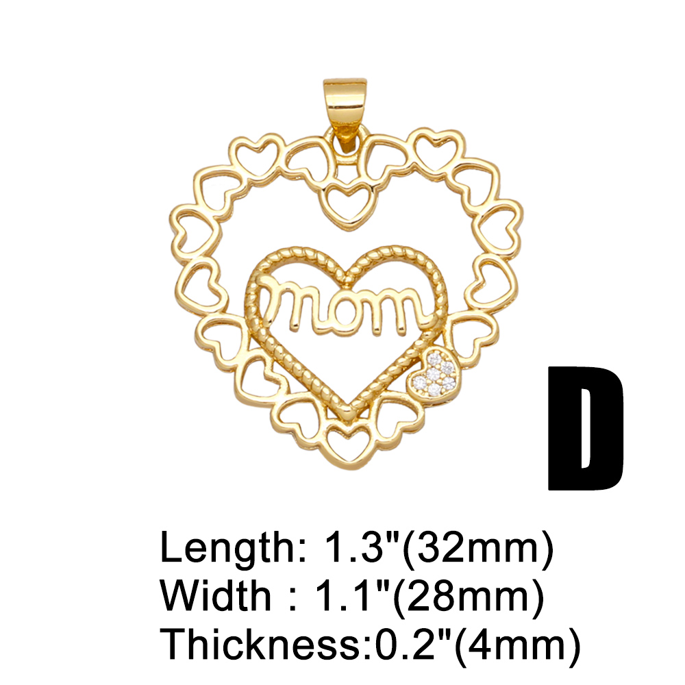 Ocesrio mother's day pendants for jewelry making, gold-plated copper zircon jewelry craft supplies pdta 625: D