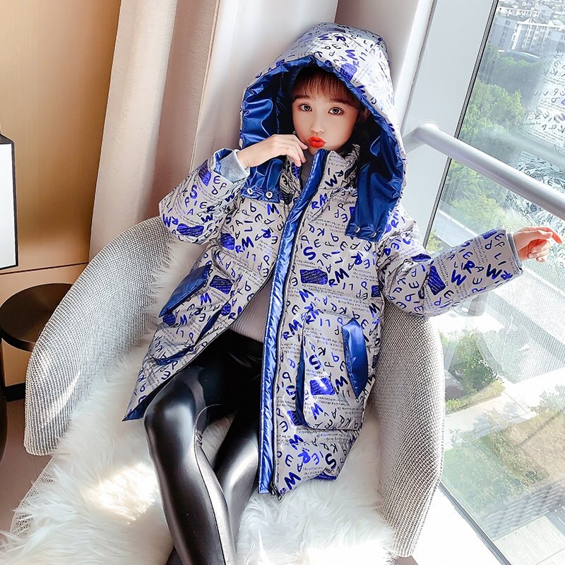 Veste réfléchissante de lumière pour filles, à la , sweat à capuche d'hiver, vêtements pour enfants de , vêtements d'extérieur pour 4-14 ans