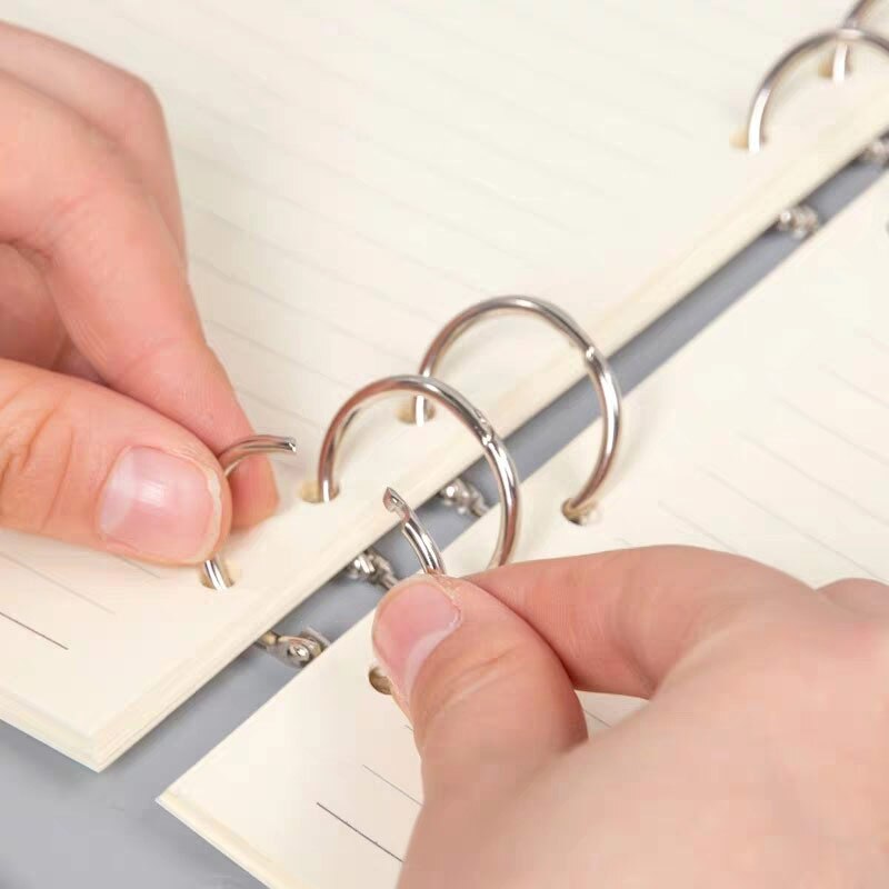 100pcs Notebook Loose Leaf Metal Binder Hinged Rings Circle Book Hoops Album Ring Clips Craft Photo Stationery Office Supply