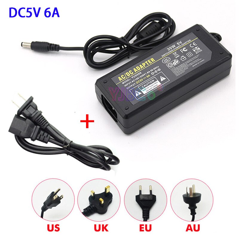 Dc5v 50 stk  ws2811 ic rgb pixel led modul lys fuld farve  ip67 , wifi led spi controller ,5v 6a led strømforsyning oplader adapter: Dc5v 6a strøm