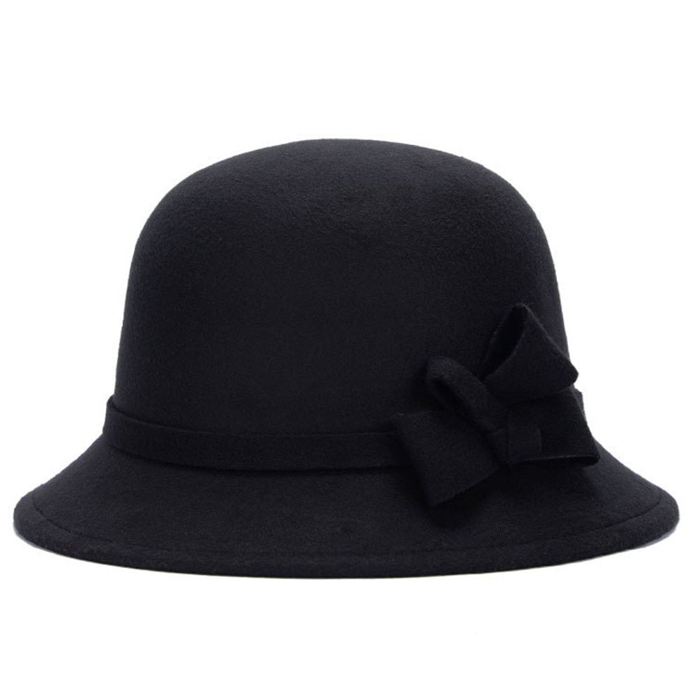 Efterår vinter vintage uldne fedora hatte kvinder kontor dame stilfuld varm blød sort bordeaux bowler hat kvinde
