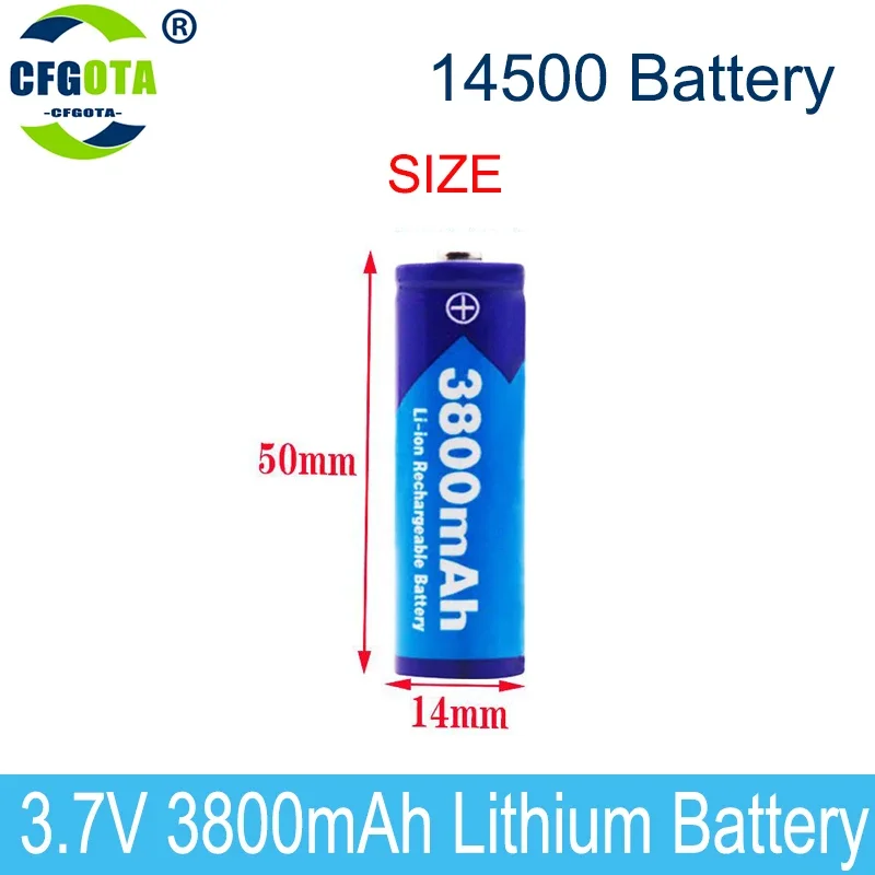 Batería de litio recargable para soldar, pila de hoja de níquel para linterna LED, juguete, 14500, 3,7 V, 3800mAh