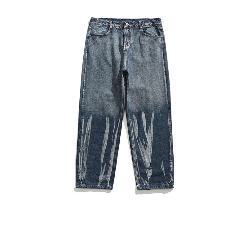 Hip Hop pantalones vaqueros rectos Streetwear Casual Denim Pantalones de Hombre Ropa coreana Cargo pantalones ropa Kpop apilados Jeans hombre: Blue / M
