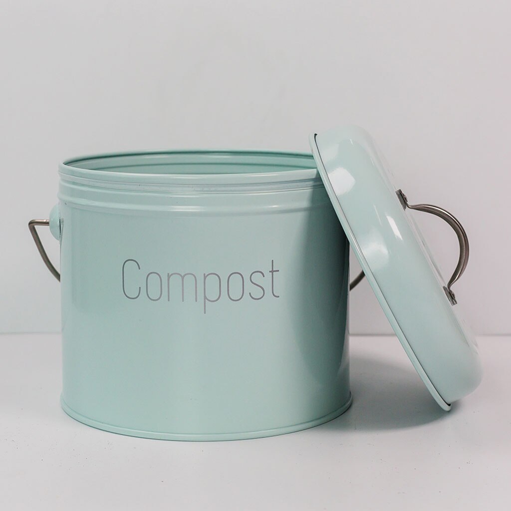 Garden Compost Bin Countertop Compost Caddy Bin with Carrying Handle Easy Clean: green