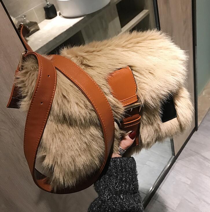 Sac carré pour fille douce, sac à main de styliste à la , sac à épaule de bonne , peluche souple, hiver: Kaki