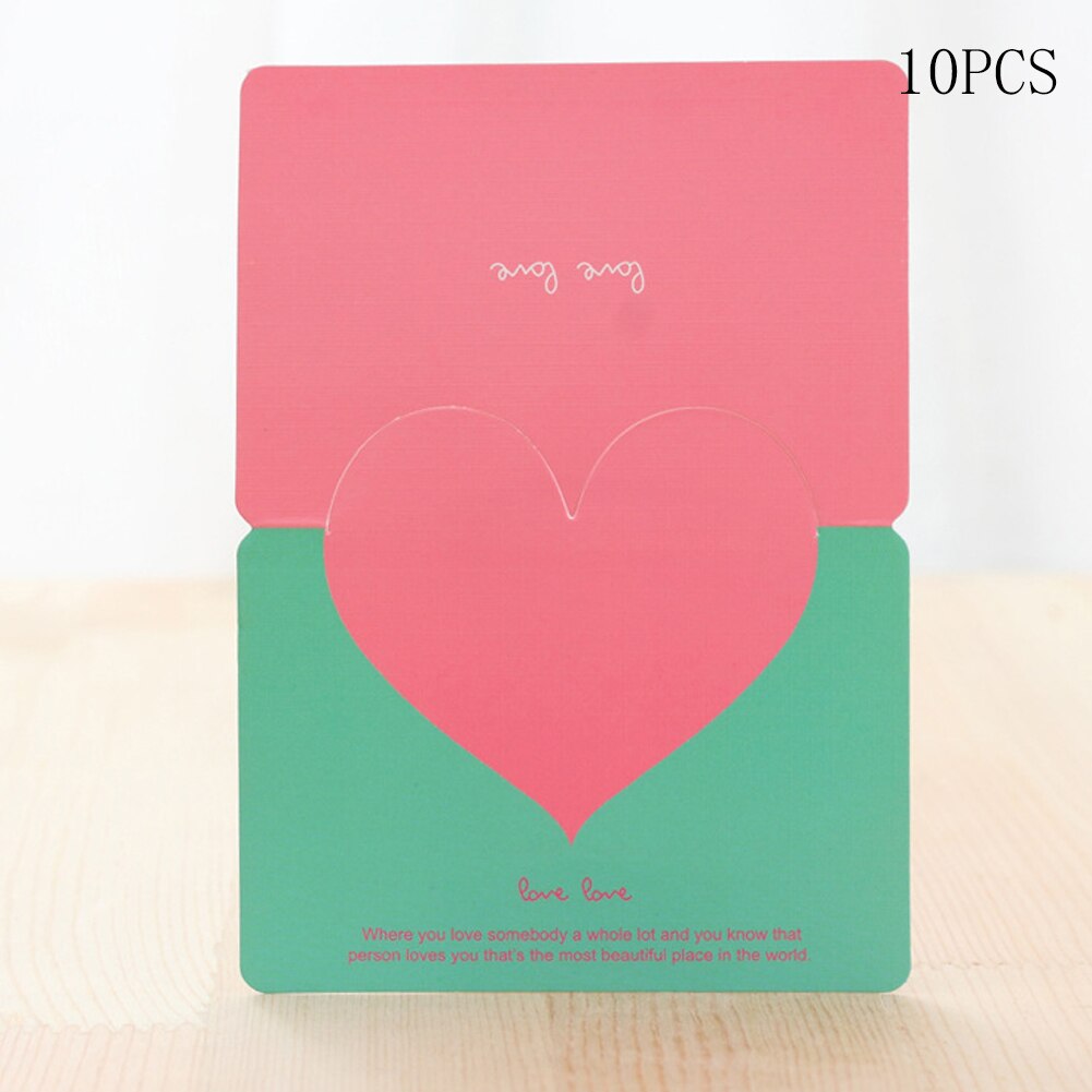10pcs/bag Mixed Color LOVE Heart Shape Greeting Card Valentines Day Card Wedding Invitations Card Romantic Thank You Cards: green