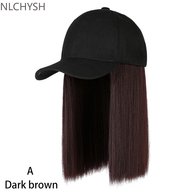 Cool Pruiken Met Een Hoed Baseball Pruiken Cap Body Cap Korte Steil Haar Pruik Cap Zonnehoed Korte Gladde Pruik hoed Pruik Korte Pruik Capeline: Dark brown