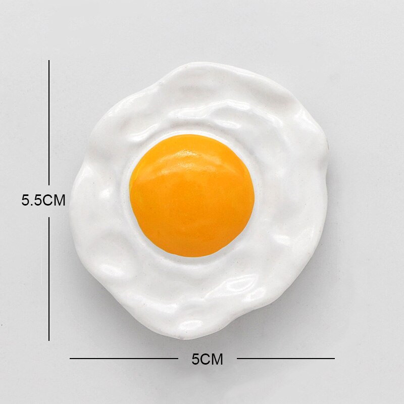 Simulation food 3D fridge magnets magnetic refrigerator paste fruit bread dragon fruit Hami melon ice cream egg home decoration: Fried Eggs
