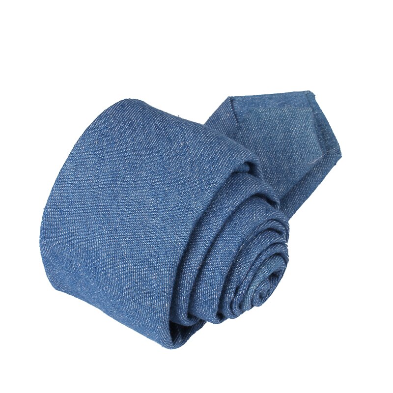 Jeans Neck Ties For Men 6cm Skinny Denim Cotton Ties Casual Solid Necktie Plaid Narrow Gravata Business Suits Tie