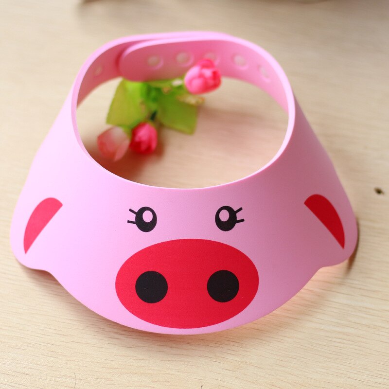 1pc bébé shampooing bonnet de douche pour laver les cheveux doux et mousse réglable bain bain bonnet de protection chapeau bébé coupe de cheveux bonnet de douche: B PINK