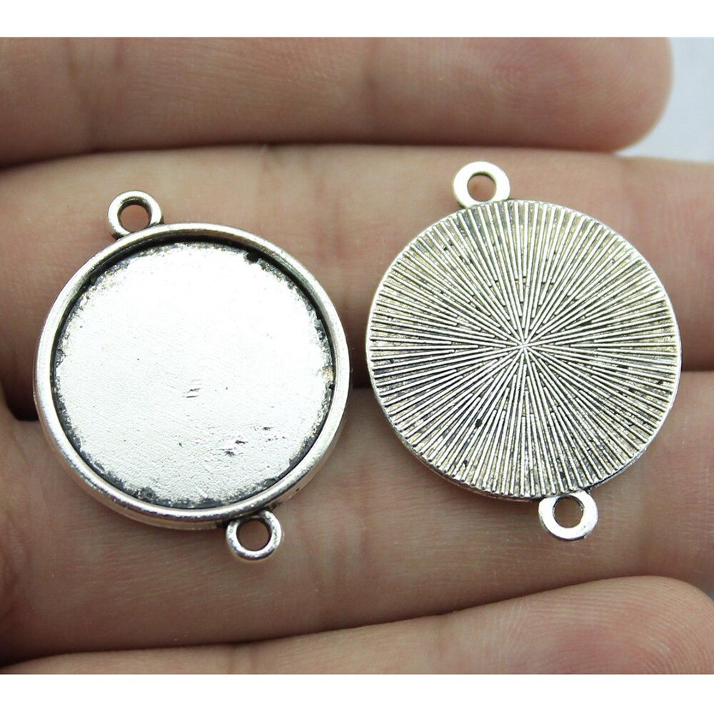 10 Stück / Los Passend für 20 mm rundes Glas Cabochon Base Setting Anhängerablage für Schmuck DIY Herstellung antiker silberner Farbe FM4024: F4230