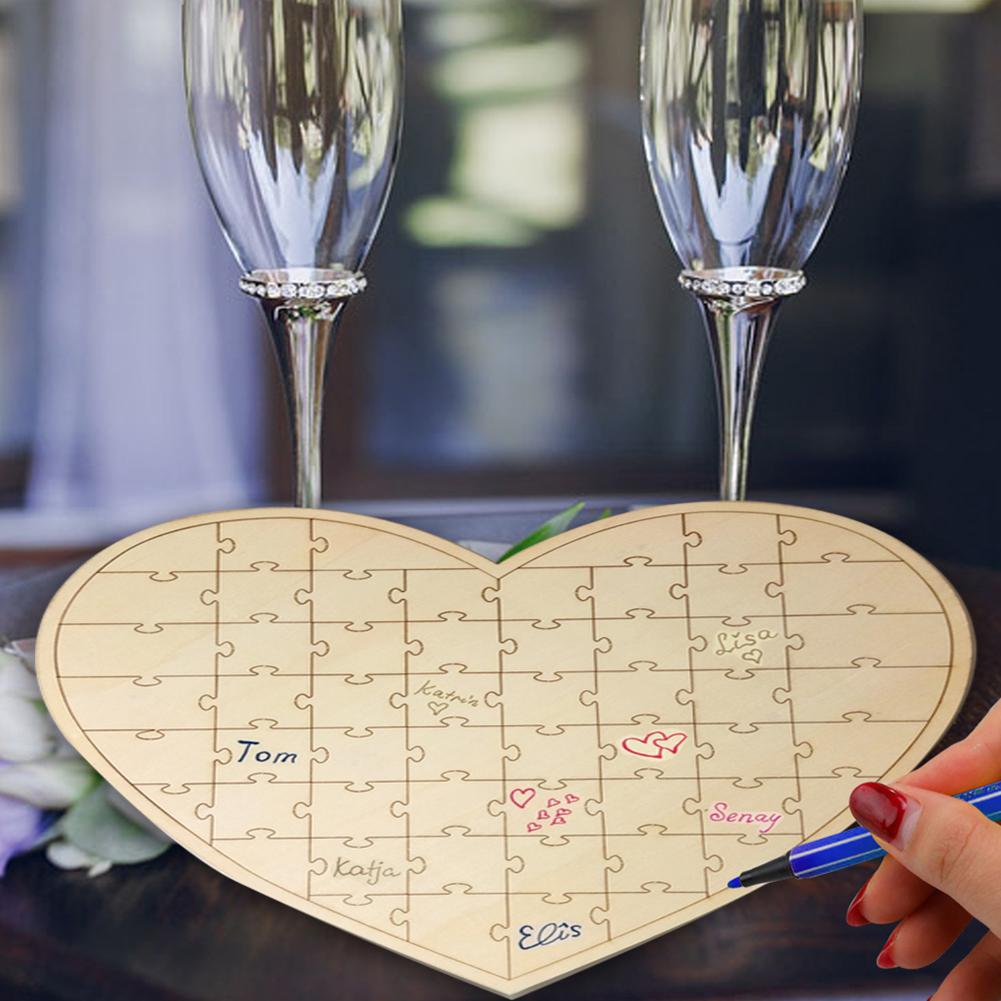 Metermall træ puslespil gratis tegn gæstebog til bryllupsfest dekor prop: Elsker hjerte