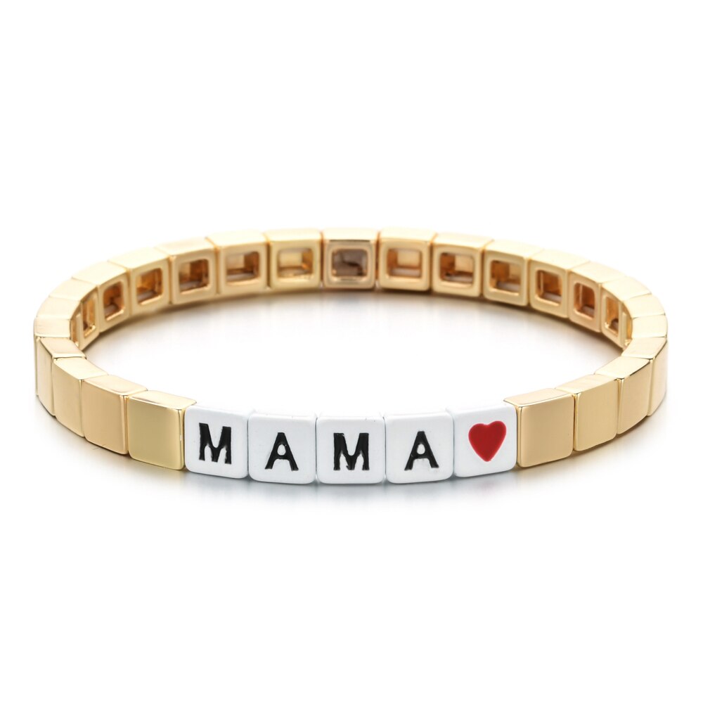 Zmzy guldfärg pulseira mama tjej pojke familjearmband metall sten armband & armband för kvinnor smycken femme love berloque: Ljusgul färg