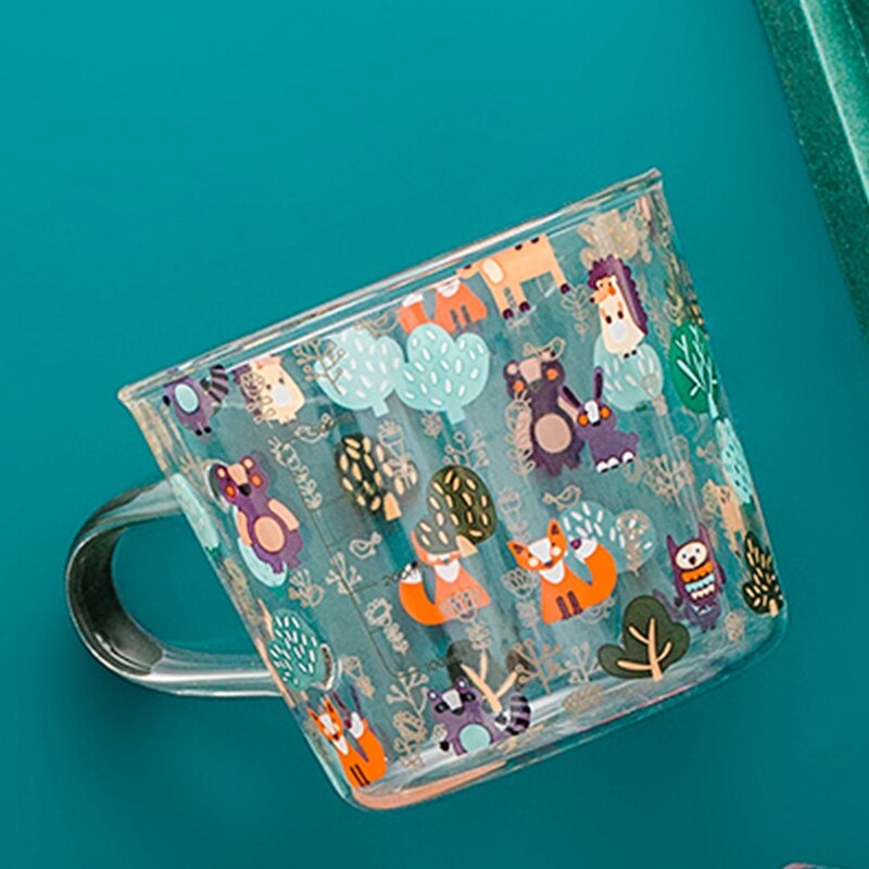 ! 500ML Cartoons Scale Glass Mug,Breakfast Mlik/Coffee Cup,Household Water Mug,Heat Resistance Teacup