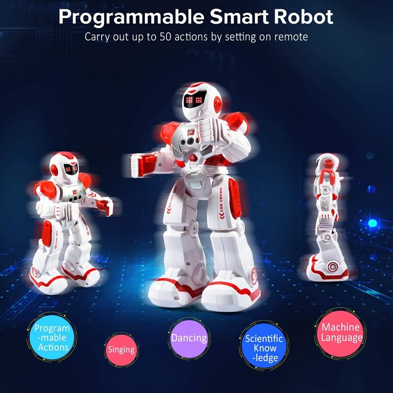 Afstandsbediening Robot Voor Kinderen Ligent Programmeerbare Robot Met Infrarood Controller Speelgoed, Dansen, Zingen, Led Ogen Rood