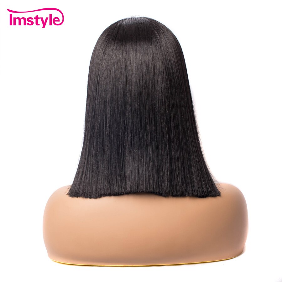 Imstyle Zwarte Pruik Korte Bob Pruiken Voor Zwarte Vrouwen Synthetische Lace Front Pruik Rechte Natuurlijke Haar Kant Pruik Lijmloze Cosplay pruik