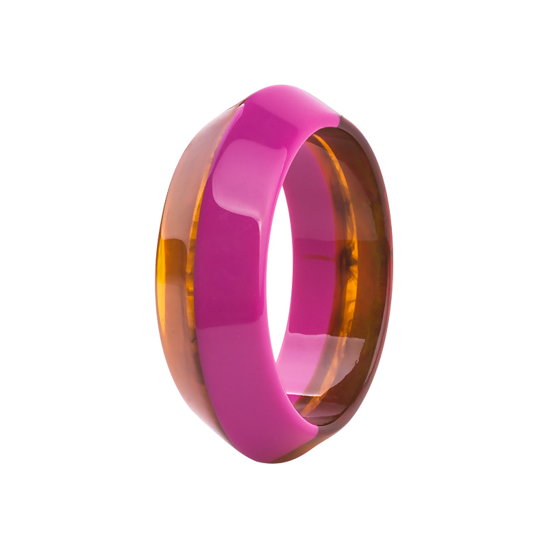 Bracelet Bangle En Lucite Rouge Forme Géométrique - Bijou Vintage, Occasion Avec Petit éclat