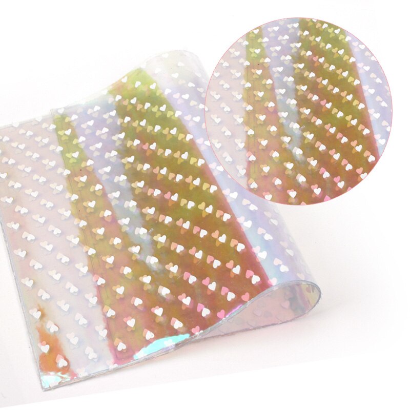 Jojo Bows 22*30Cm Transparante Pvc Synthetisch Leer Stof Gedrukt Dot Blingbling Ster Blad Voor Diy Hoofddeksels Haar bows Materiaal: 20