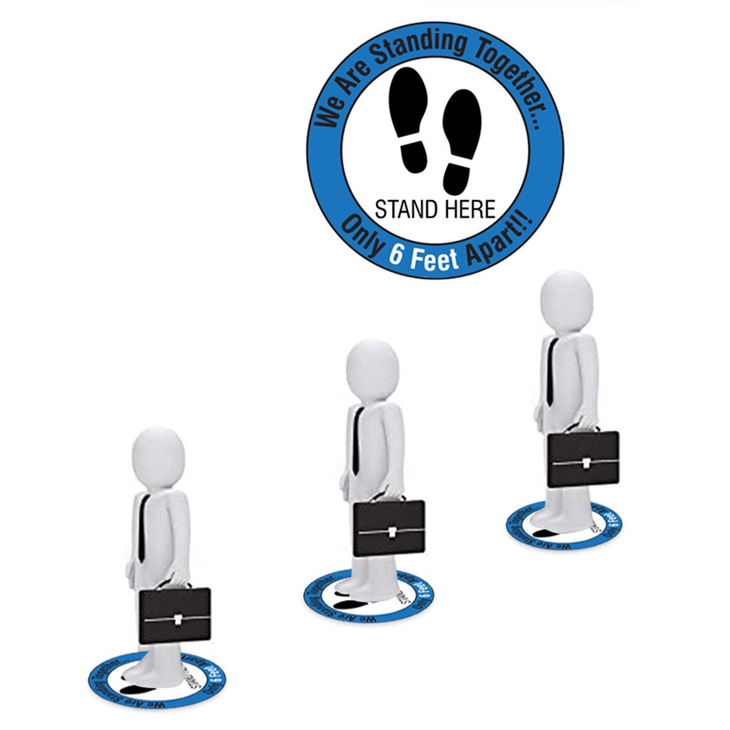 10 Social Distancing Safety Sign Public Area Stand Here Floor Decals Crowd Control Banks Queues Line Up Rectangle Floor stickers