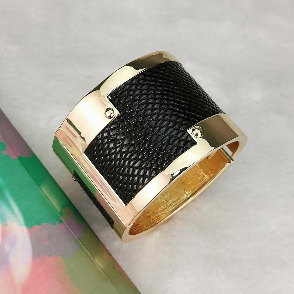 Bredt, stort legeret armbånd armbånd punk læder chunky armbånd til kvinder statement kvindelige fest smykker ukmoc
