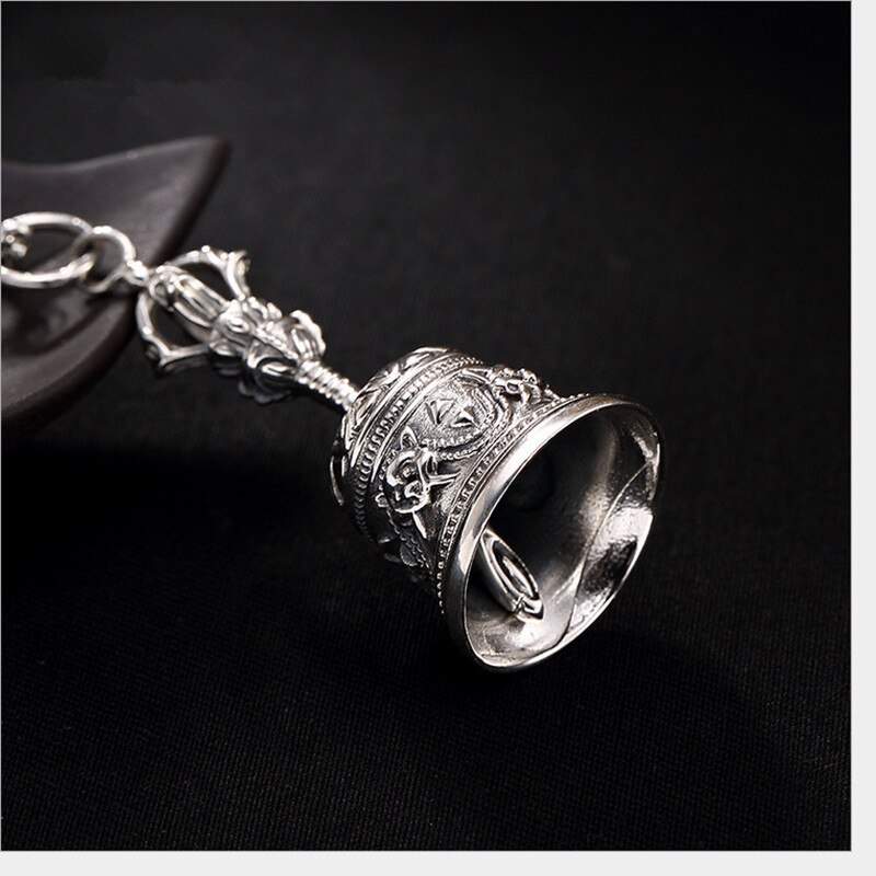 Uglyless Real 925 Sterling Silver Handmade Engrave Bell Pendant without Necklace Unisex Ethnic Vintage Fine Jewelry Vajra Bijoux